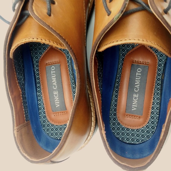 Vince Camuto Loxley Cap Toe Oxfords Mens 9M Cognac Leather Derby Dress Shoes EUC main image 10